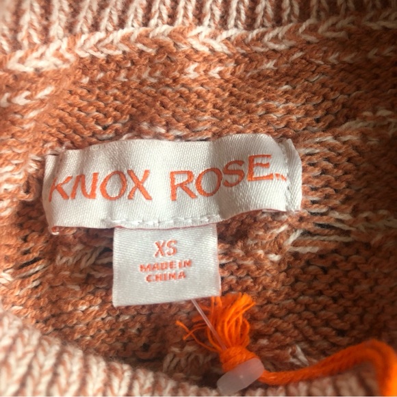 Knox Rose mock neck long sleeve Cable Knit Sweater peach tan relaxed fit XS to S - Picture 4 of 7